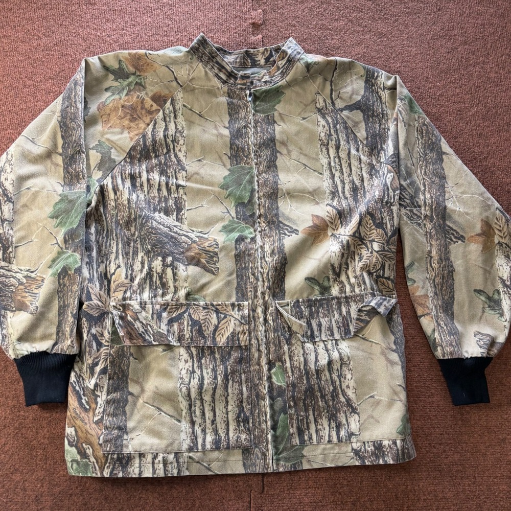 A+ Vintage Realtree Camo Hunting Jacket Mens XL Full Zip Woodland Tree Pattern